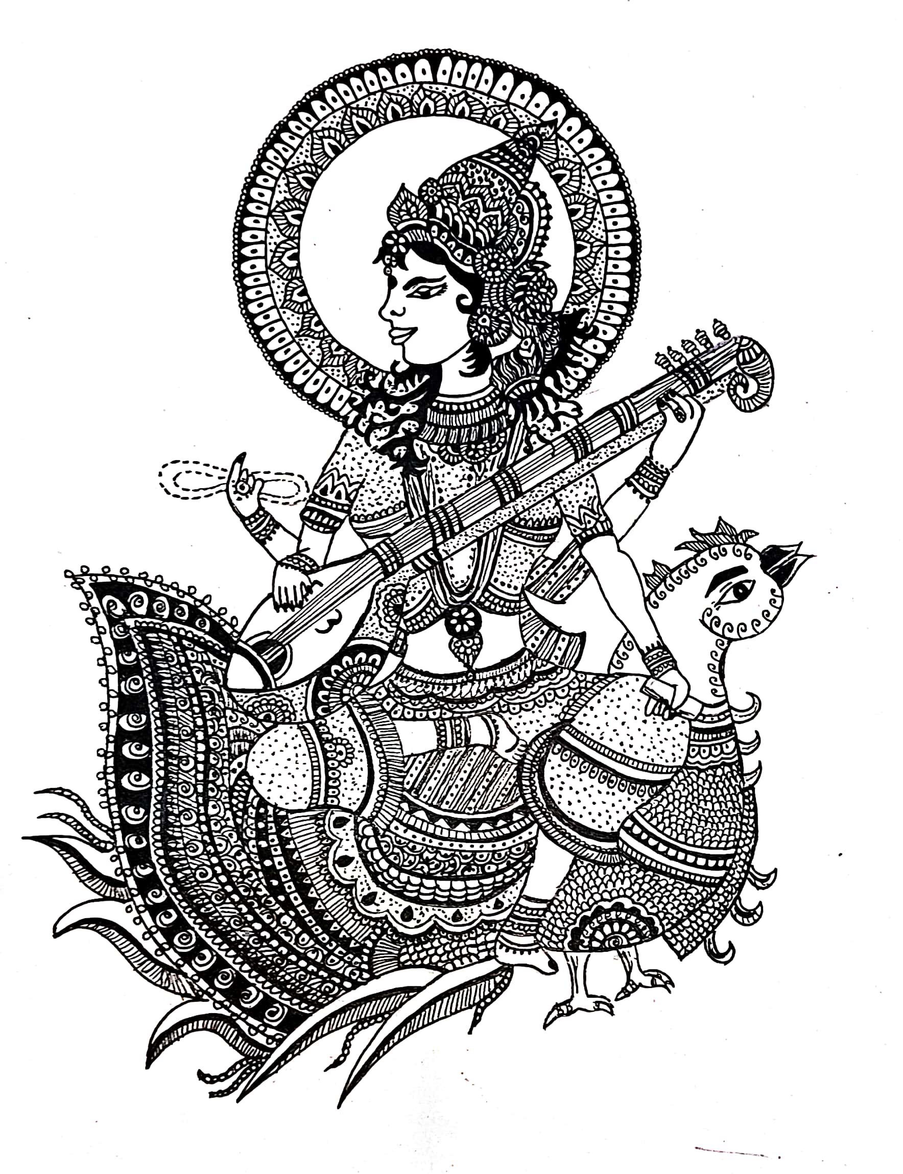 Drawing on basant panchami | Basant panchami, Ticking fabric, Crafts